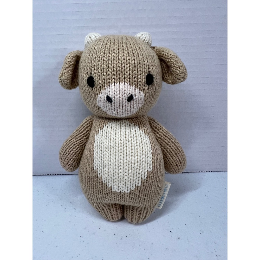 Cuddle + Kind Baby Cow (jersey) 7" Little Knit Doll Handmade Peru Tan Cream